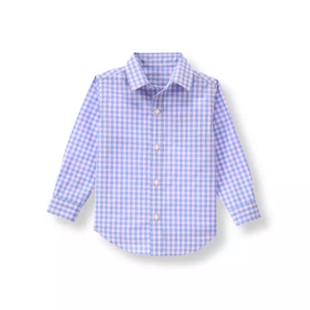 Janie and Jack Blue Gingham Poplin Shirt Size 3T